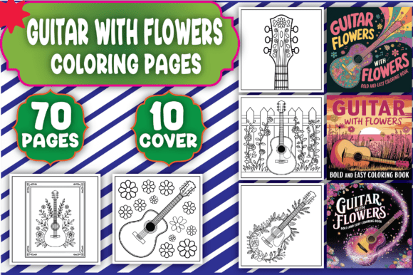 Download 70 Guitar with Flowers Coloring Pages - Premium Resources