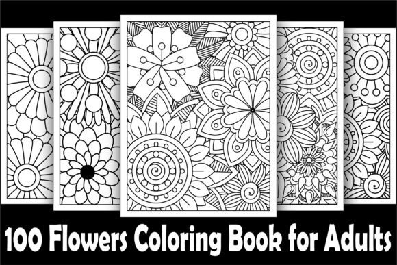Download 100 Flowers Coloring Book for Adults - Premium Bundle