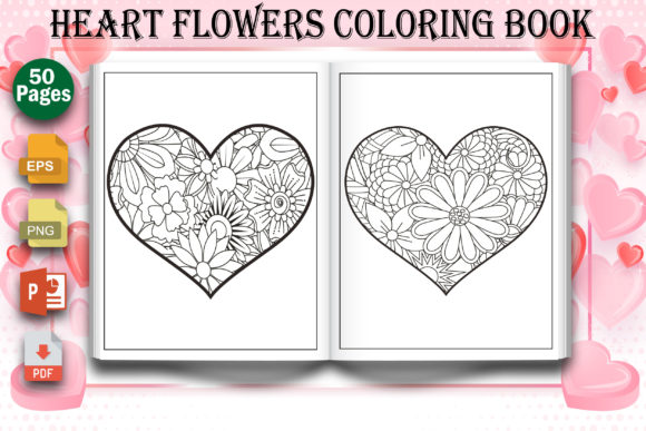 Download Heart Flowers Coloring Book for Adult - Flowers coloring book Collection
