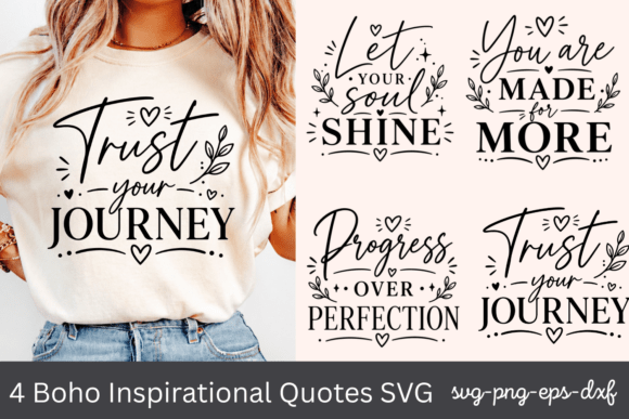 Download 4 Boho Inspirational Quotes SVG - Premium Bundle